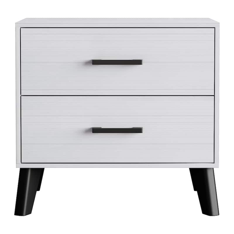 CraftPorch Classic Style 2-Drawers Wooden Nightstand - White