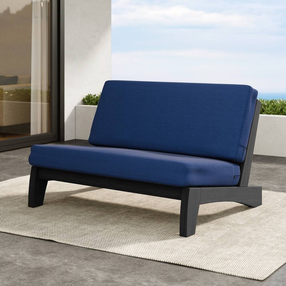 Outdoor Teak Wood Waterproof Armless Chair Loveseat with Cushions