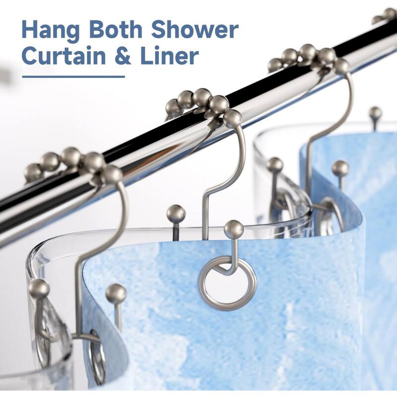 Rust-proof Metal Double Sliding Shower Hooks for Bathroom Shower Rods and Curtains, 12 Pack