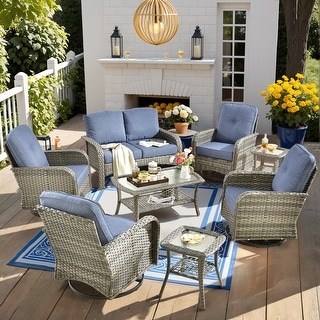 XIZZI Outdoor Patio Furniture Wicker Sofa Swivel Chair Set