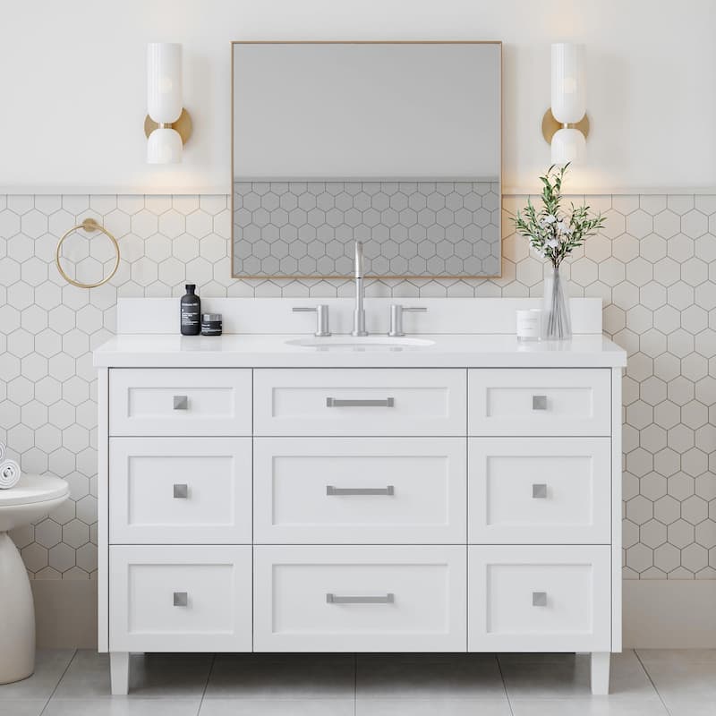 Ariel B55WQOVO Monroe 55" Free Standing Single Basin Vanity Set with - White