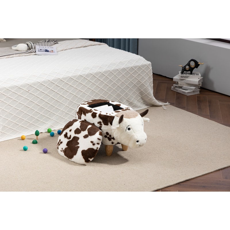 Kids Fun Happy Cow Animal Storage Ottoman Stool