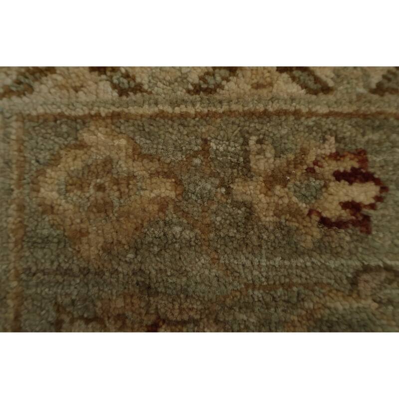 Hand Knotted Oriental 100% Wool Carpet Traditional Floral Green Peshawar Runner Rug - 19' 8'' X 2' 8''