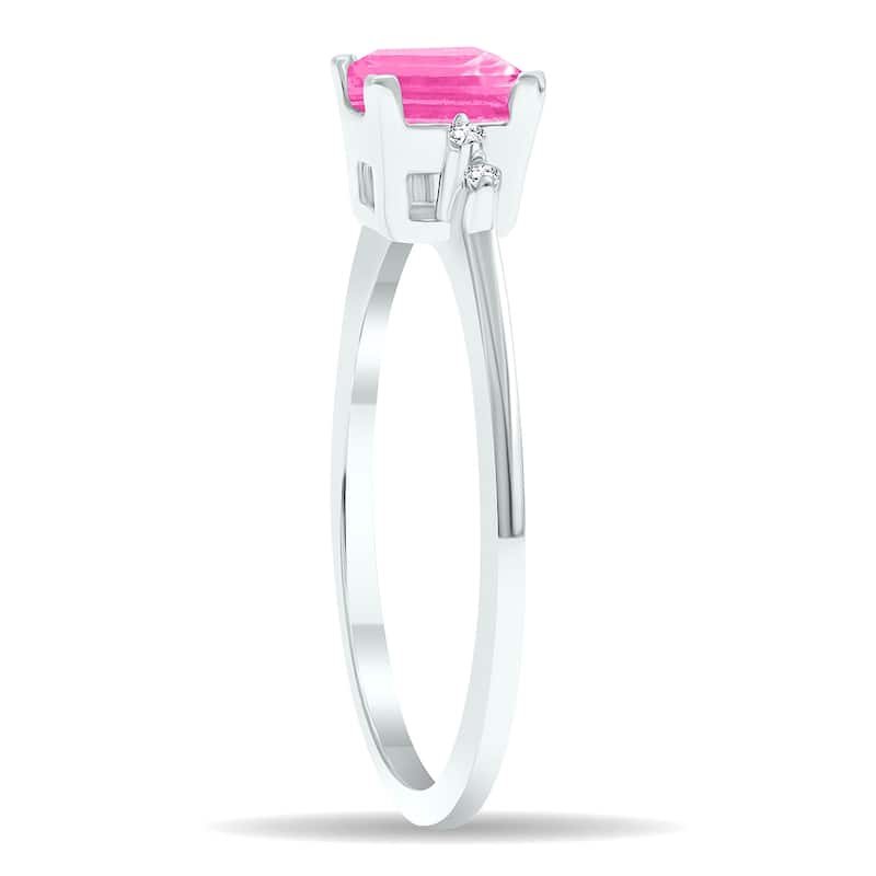 Women's Pink Topaz and Diamond Sparkle Ring in 10K White Gold