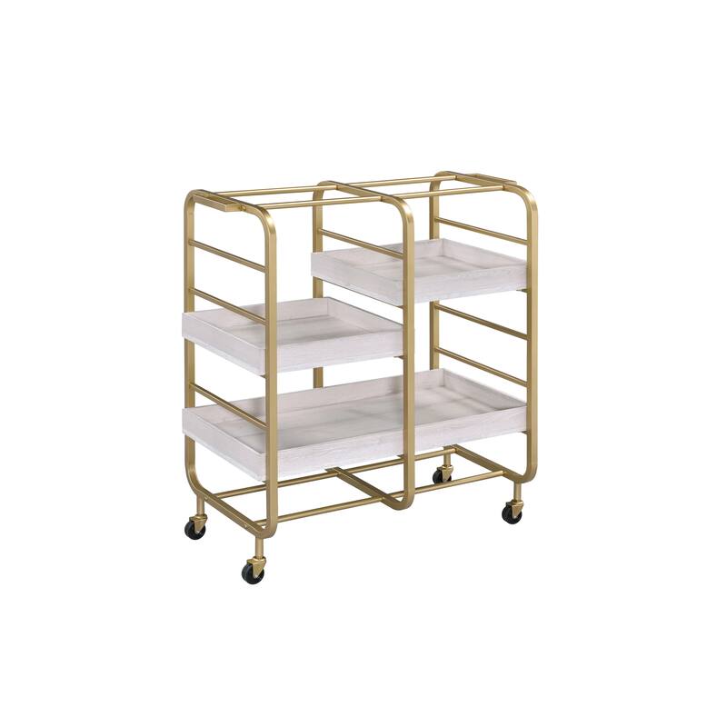Vorrik Gold & White Washed Finish Serving cart
