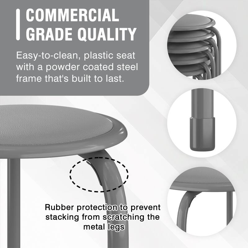 VECELO 6-Pack Stacking Stools for Living Room Backless Round Stools Set Indoor Outdoor Use with Metal Frame & Non-Slip Feet