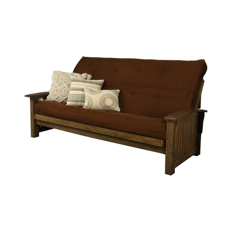 Somette Washington Queen-size Futon Set in Rustic Walnut Finish with Suede Mattress