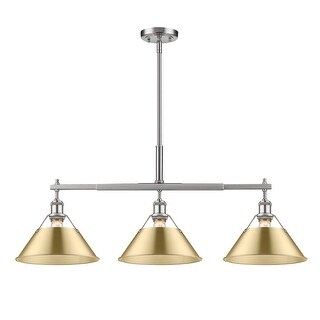 Yep by Golden Lighting Orwell 3-light Island Light in Pewter and Brushed Champagne Brass shade - Silver