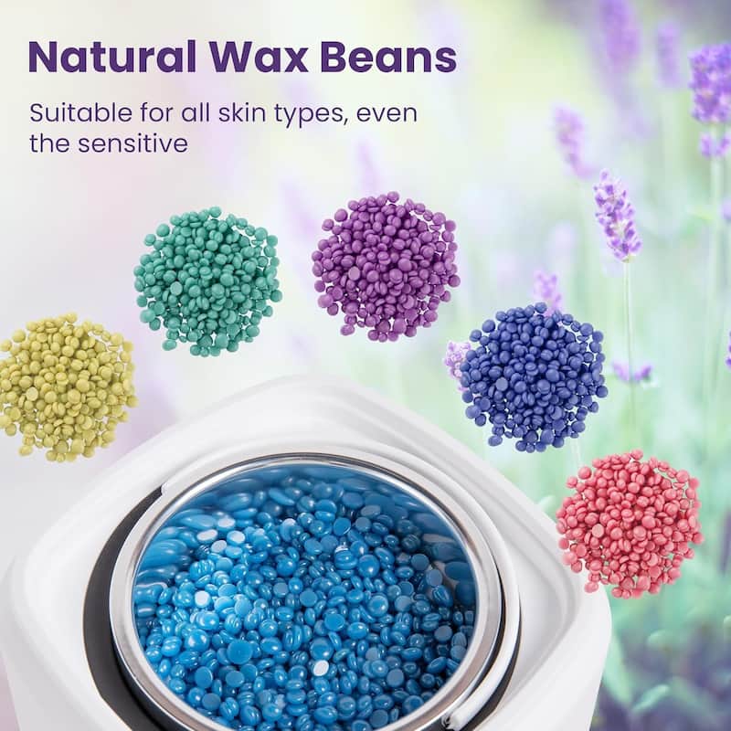 Brazilian Wax Warmer Kit with 5 Hard Wax Beads & Digital Display - For Full Body, Face, Bikini, Sensitive Skin