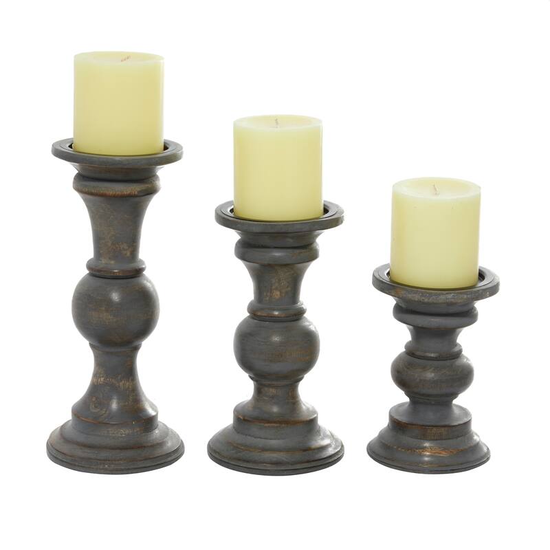 Wood Country Cottage Candle Holder (Set of 3)