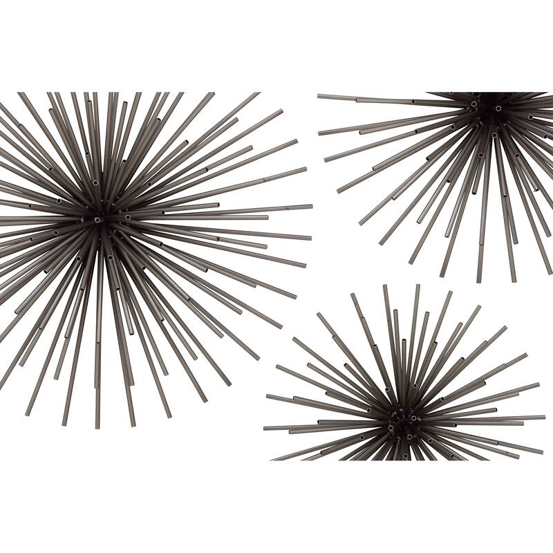 CosmoLiving by Cosmopolitan Metal 3D Starburst Wall Decor (Set of 3) - Silver, Gold, Black, Copper