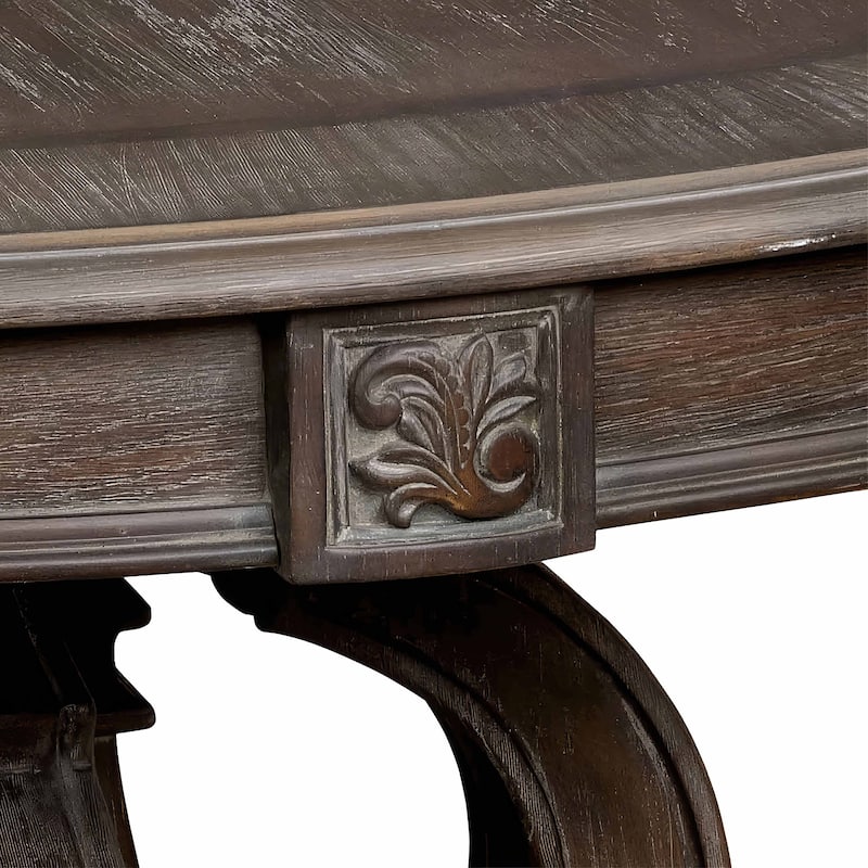 Cornerways Traditional Brown Solid Wood Pedestal Base Round Dining Set by The Gray Barn