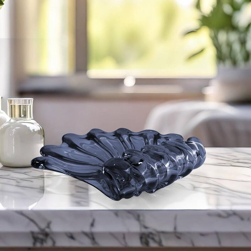 Modern Sculptural Glass Centerpiece Bowl Decorative Accent 14"x10"
