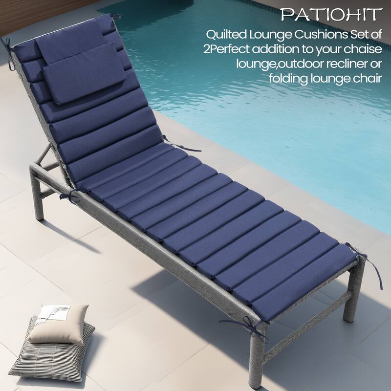 Pellebant Outdoor Chaise Lounge Cushions Patio Lounger Pad with Straps