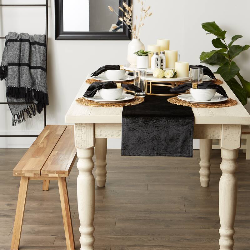 DII Black Velvet Table Runner
