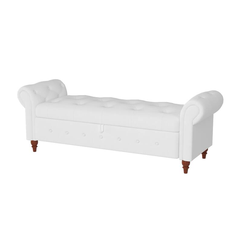 63" Fabric Bed Bench With Storage