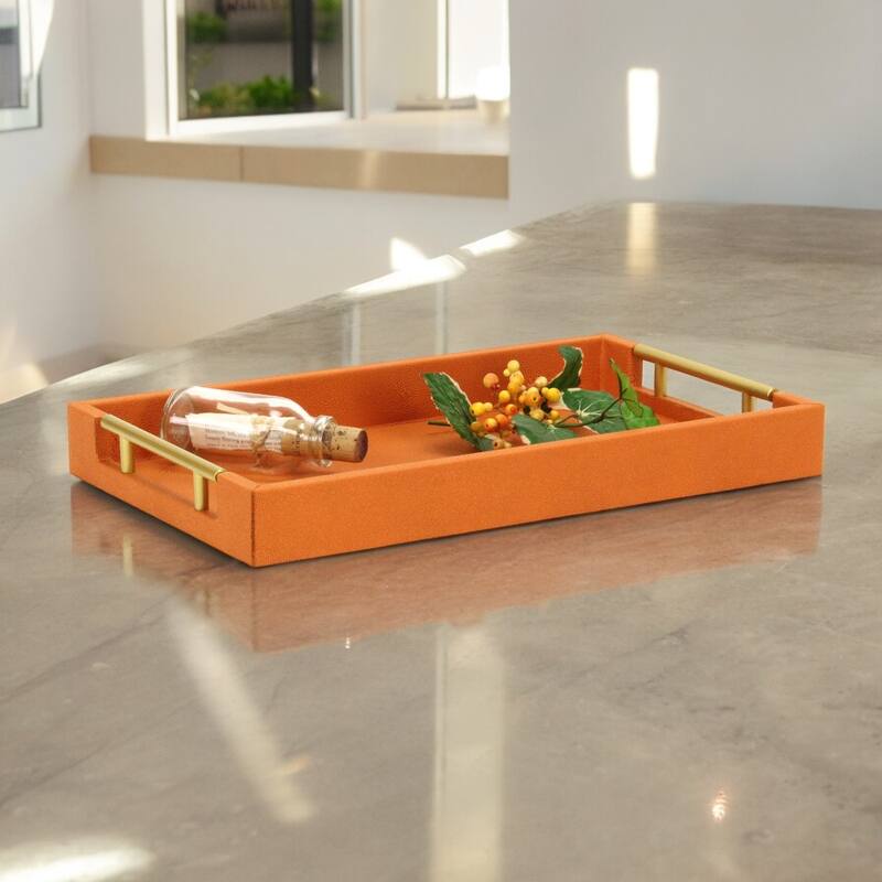 Lusan Faux Shagreen Tray with Handles