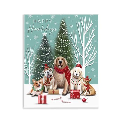 Stupell Festive Winter Dogs Scene Wall Plaque Art Design By Elizabeth Tyndall