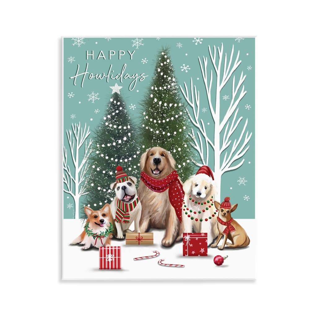 Stupell Festive Winter Dogs Scene Wall Plaque Art Design By Elizabeth Tyndall