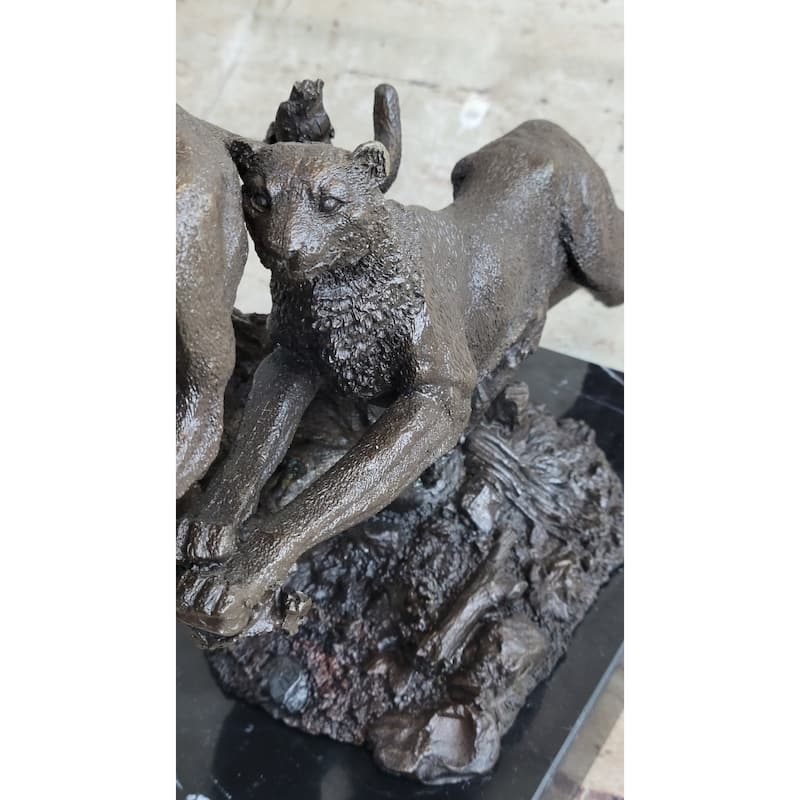 Henry Moore Cougar Jaguar Puma Wild Life Bronze Sculpture Statue Figurine Figure