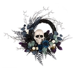 National Tree Company 24" Artificial Halloween Skull Half Wreath - 2 ft
