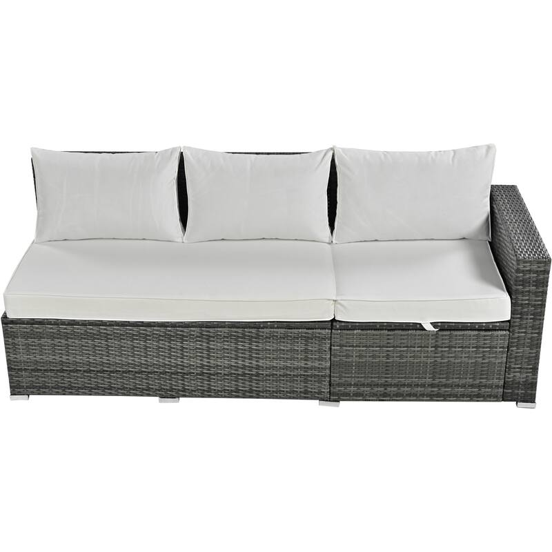 6-Piece All-Weather Outdoor PE Rattan Sofa Set - Patio Wicker Sectional with Storage Box, Removable Covers & Table
