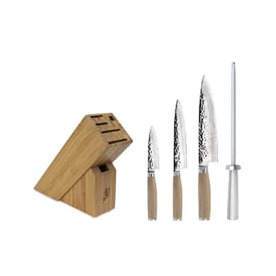Shun Premier Blonde 5 Piece Starter Set with 6-Slot Slimline Block