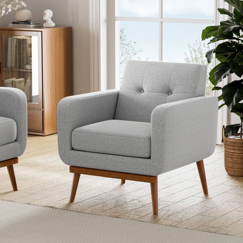 Tufted-Fabric-Upholstered-Accent Chair - 30.5" x 30" - Grey