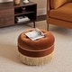 preview thumbnail 77 of 91, Yolanda 24" Upholstered Round Accent Ottoman Burnt Orange Performance Velvet