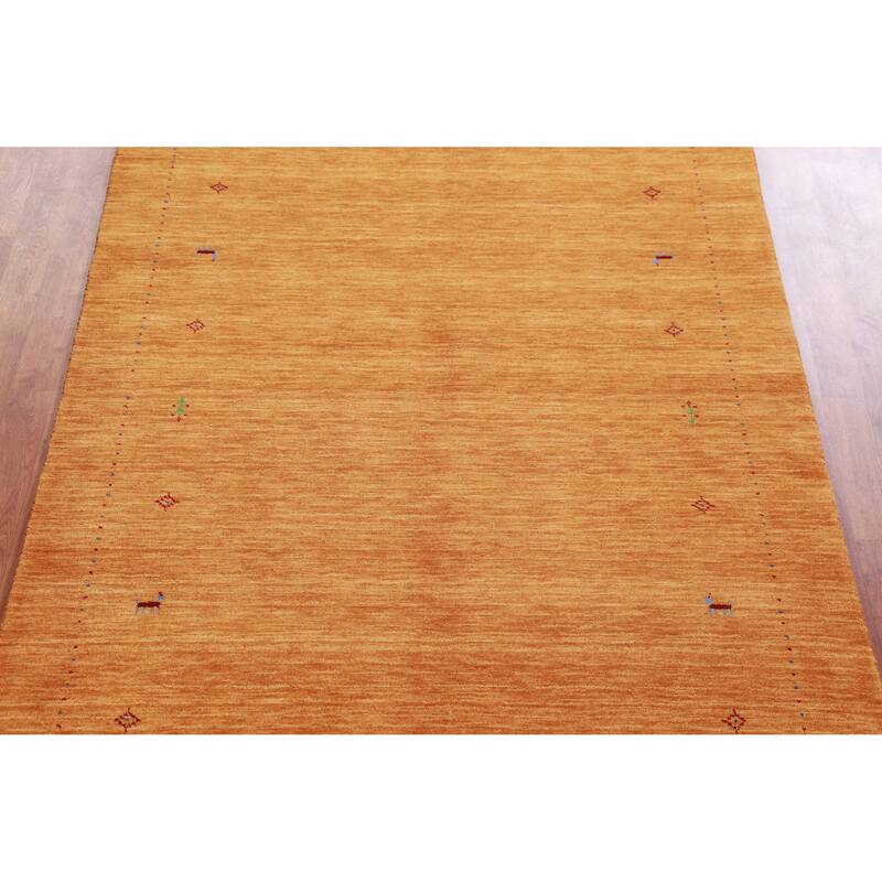 Hand Knotted Oriental 100% Wool Carpet Tribal Stripe Oranges & Rust Gabbeh Area Rug - 8' 0'' X 4' 11''
