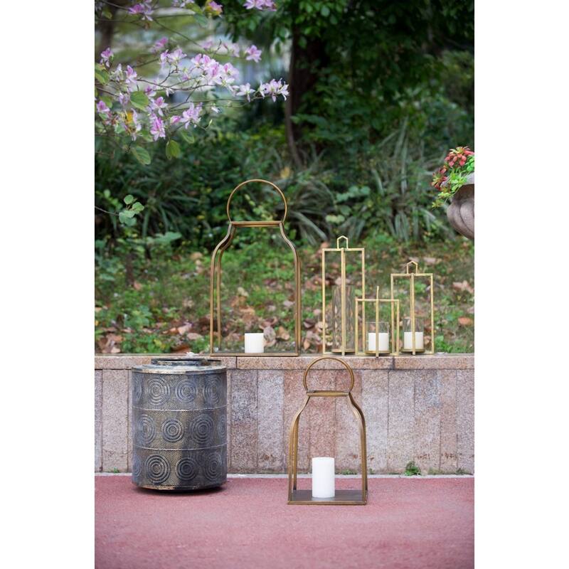 Vintage Style Candle Lanterns - 18.75" - Gold - Set of 3