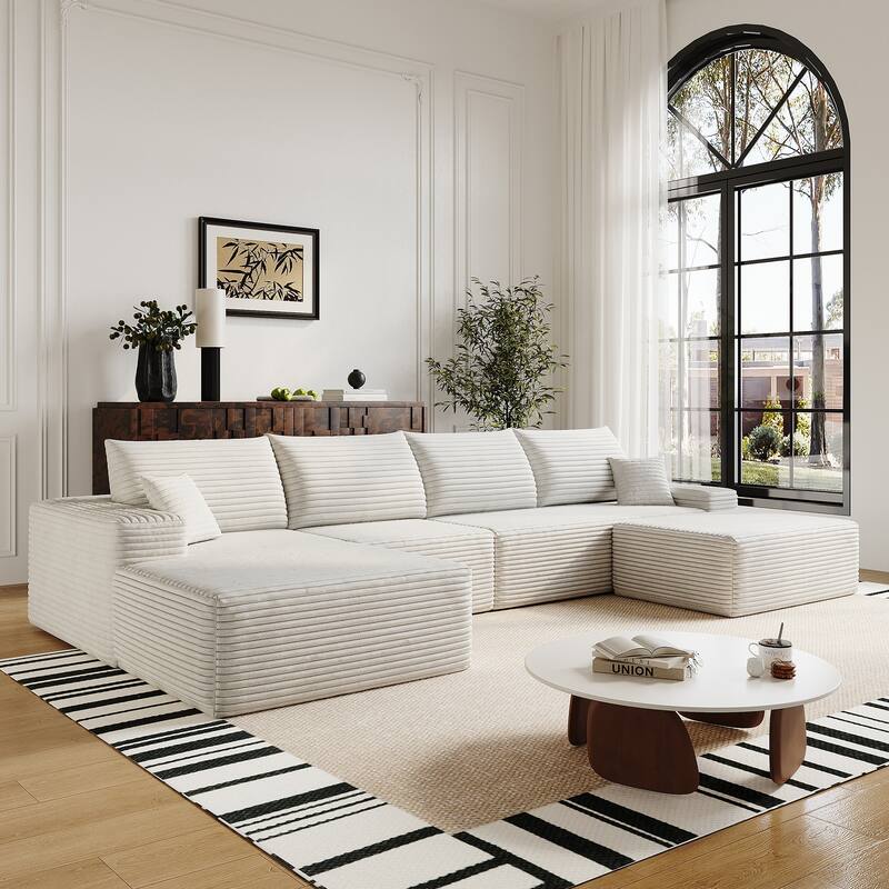 Modular U-shaped Sectional Sofa Symmetrical Deep Seat Sectional Couch with Left Facing Chaise Lounge and Ottoman