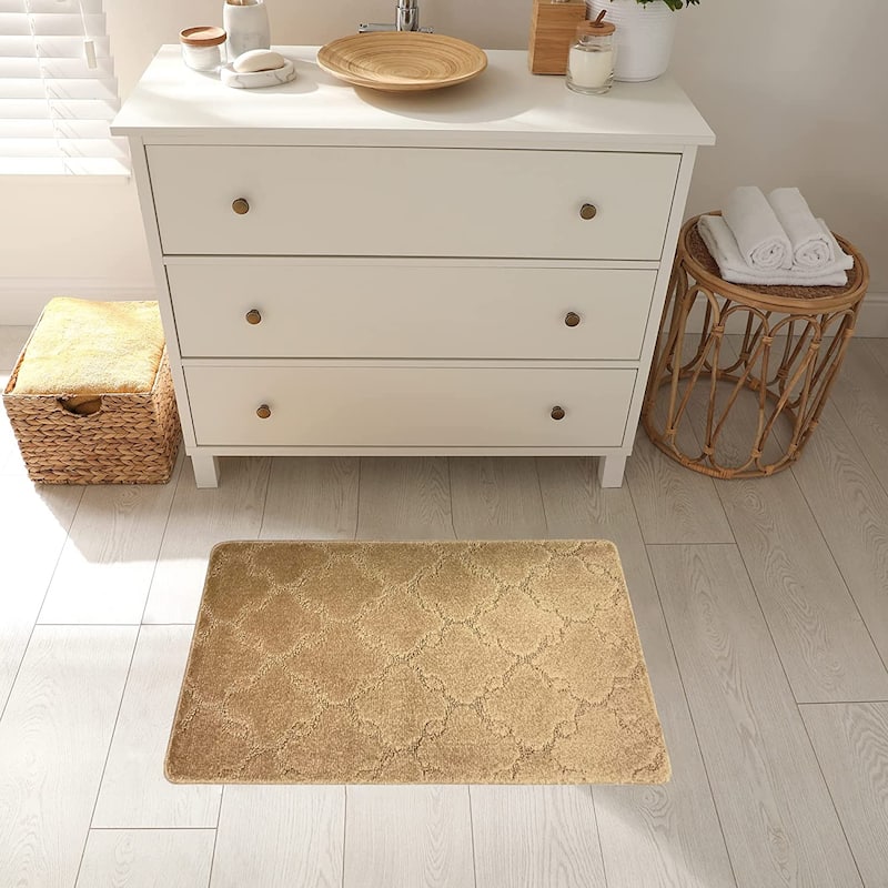 Machine Washable Kitchen & Bathroom Mat, Slip Resistant Backing - 17.5''x32'' - Light Beige