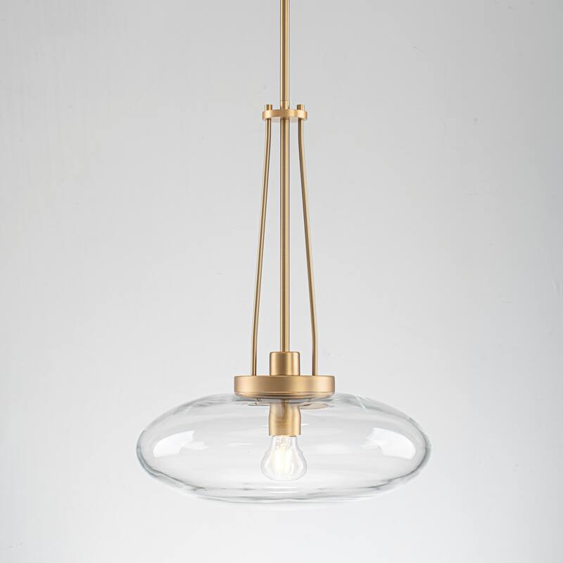 1-Light Matte Black/Brushed Brass Industrial Modern Glass Pendant Light with Swivel Head for Dining Bar & Bedroom