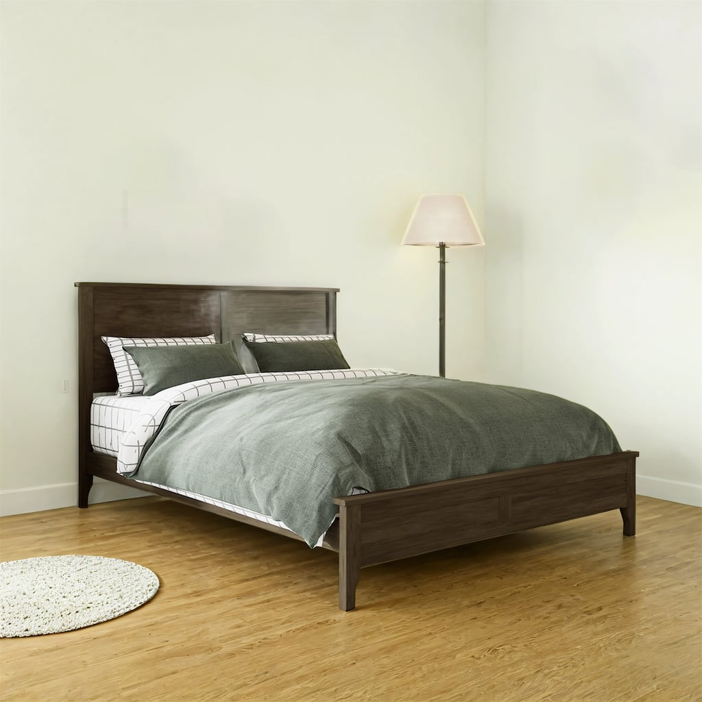 Modern Solid Wood Full Size Platform Bed with Sturdy Wooden Slats Support