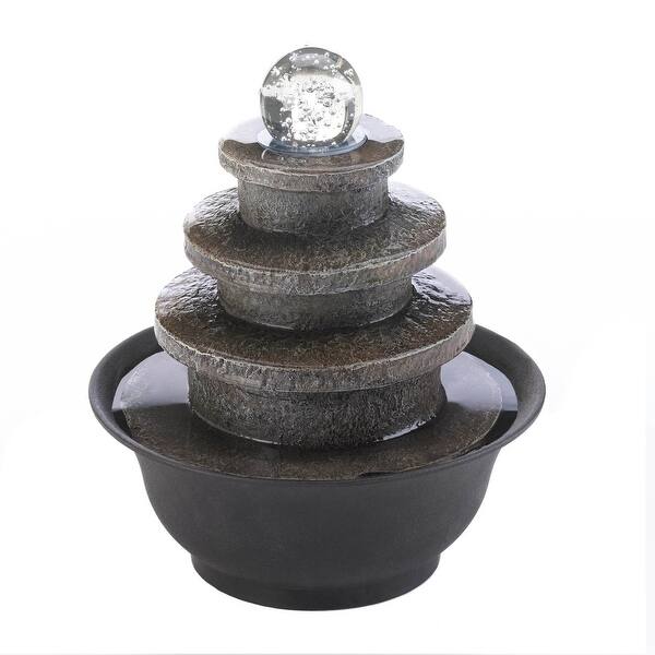 slide 1 of 2, Stylish Tiered Round Tabletop Fountain