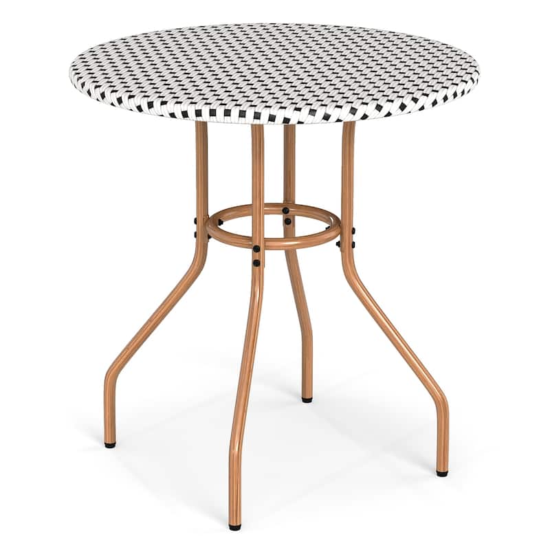 Gymax 27.5'' Outdoor Bistro Table PE Rattan Round Patio Side Table w/