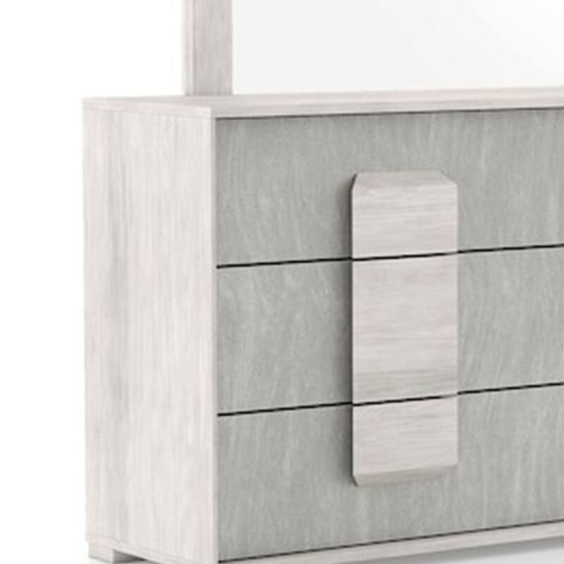 Nomi Wide Dresser, 6 Drawers and Melamine Top, Stone Gray Front