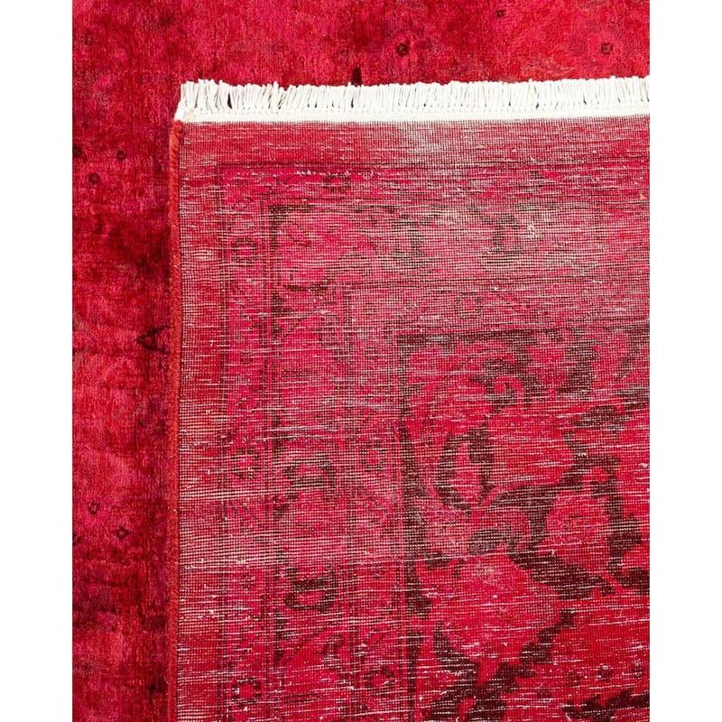 Overton Hand Knotted Wool Vintage Inspired Modern Contemporary Overdyed Red Area Rug - 9' 3" x 12' 3"