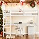 preview thumbnail 1 of 13, Wood Twin Loft Bed with Under-bed Built-in Desk and Storage Cabinet and Guardrails and Ladder For Home White