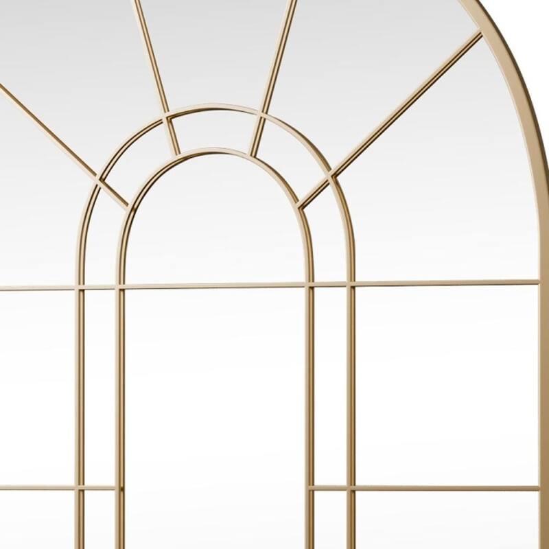 HomeRoots 41" Black Metal Arch Window Pane Framed Accent Mirror - 28.00 in. x 41.00 in. x 0.78 in.