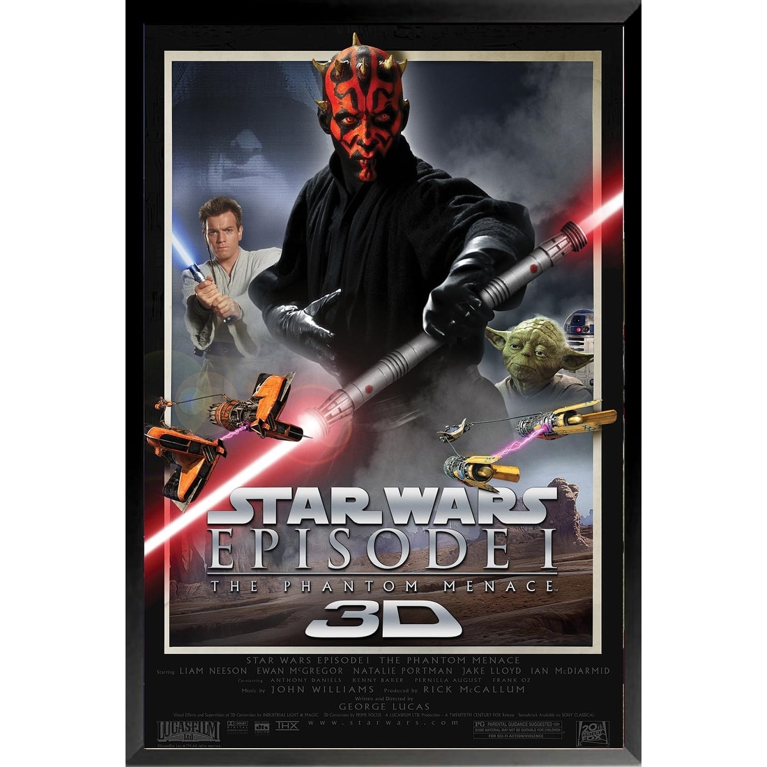 Star Wars Episode 1 Phantom Menace Framed Poster - 24 x 36 Inch