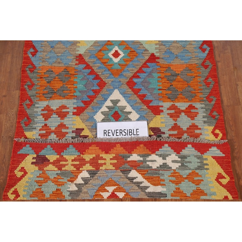 Southwestern Kilim Accent Rug Hand-Woven Oriental Wool Carpet - 3'5"x 5'1"