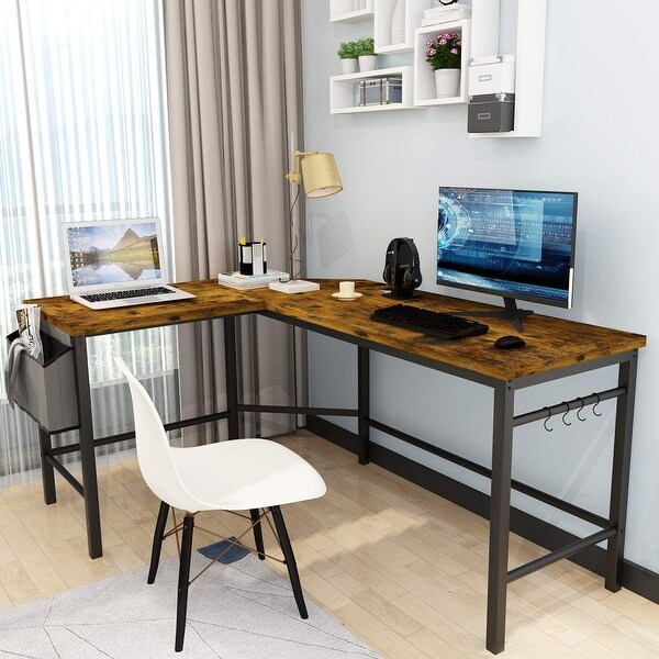 L Shaped Desk Computer Corner Desk or 2 Person Long Table Writing