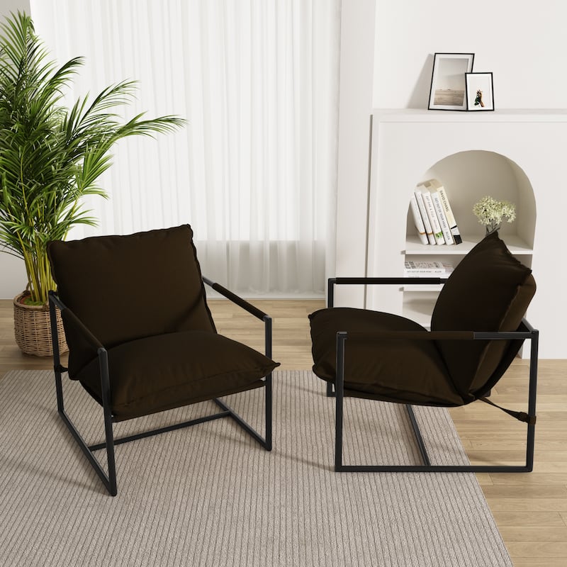 Metal Framed Armchair Sling Accent Chair Set of 2