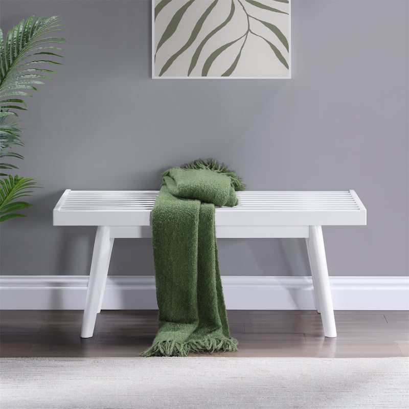 Solid Wood Slatted Bench