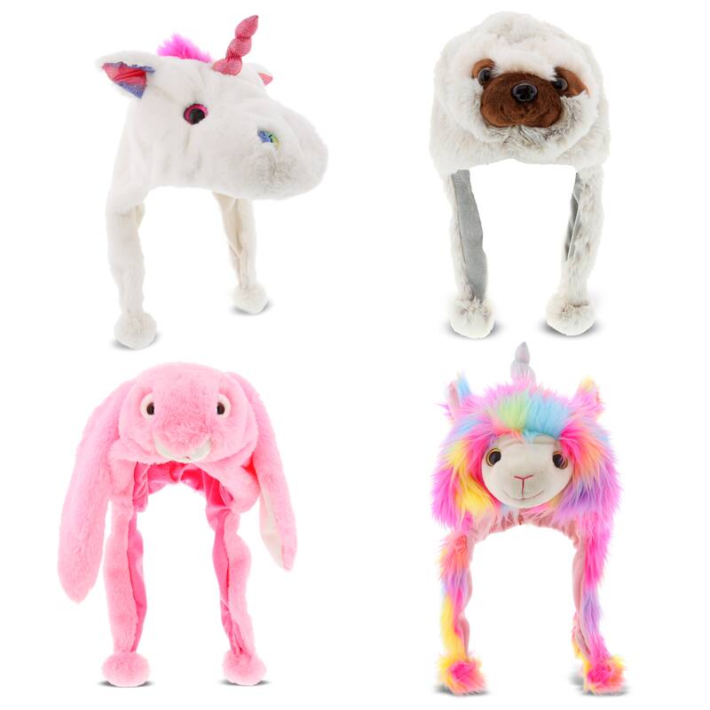 DolliBu Mix and Match Animal Plush Hat with Ear Flaps - Set of 4 - One Size