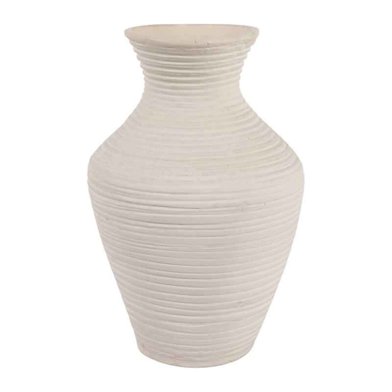Sculptural Ribbed Paper Mache Table Vase - Stylish Tall Flower Vase