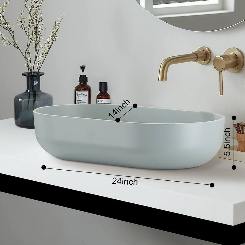 24" Modern Oval Above Bathroom Vessel Sink