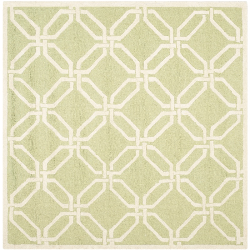 SAFAVIEH Handmade Cambridge Nhung Modern Moroccan Wool Rug - 6' Square - Lime/Ivory
